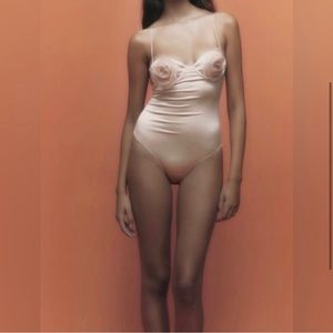 Zara Cream Bodysuit with Floral Detail